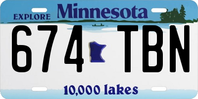 MN license plate 674TBN