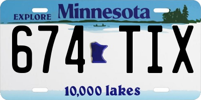 MN license plate 674TIX