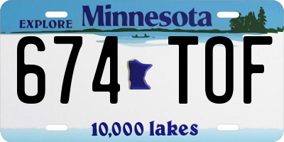 MN license plate 674TOF