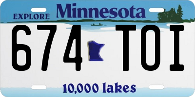MN license plate 674TOI