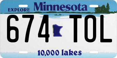 MN license plate 674TOL