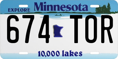 MN license plate 674TOR