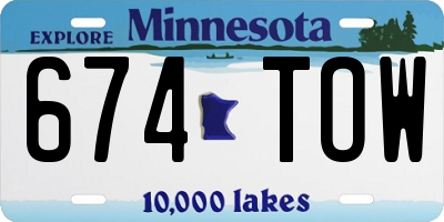 MN license plate 674TOW
