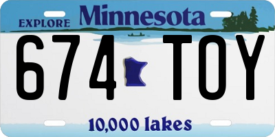 MN license plate 674TOY