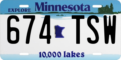 MN license plate 674TSW