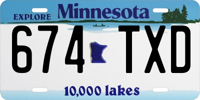 MN license plate 674TXD