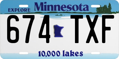 MN license plate 674TXF