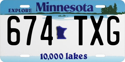 MN license plate 674TXG