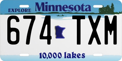MN license plate 674TXM