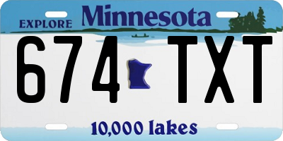 MN license plate 674TXT