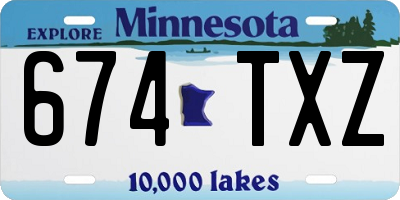 MN license plate 674TXZ