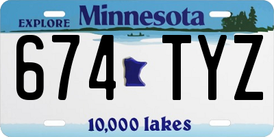 MN license plate 674TYZ