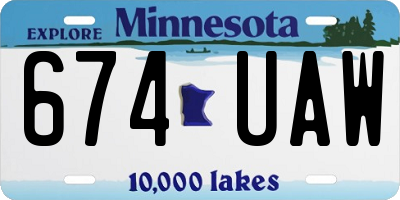 MN license plate 674UAW