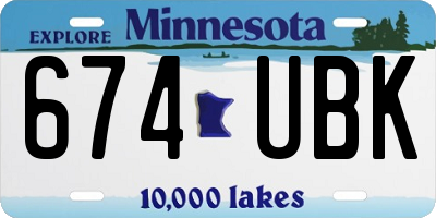 MN license plate 674UBK