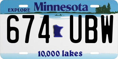 MN license plate 674UBW