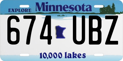 MN license plate 674UBZ