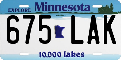 MN license plate 675LAK