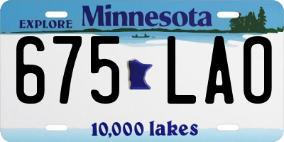 MN license plate 675LAO