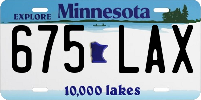MN license plate 675LAX
