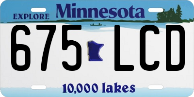 MN license plate 675LCD