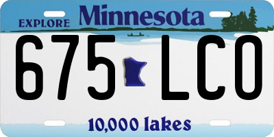 MN license plate 675LCO