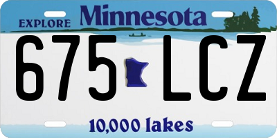 MN license plate 675LCZ