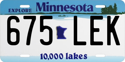 MN license plate 675LEK