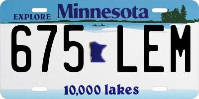 MN license plate 675LEM