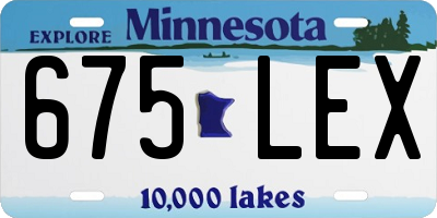 MN license plate 675LEX
