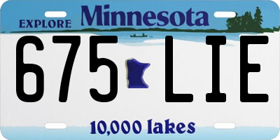MN license plate 675LIE