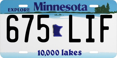 MN license plate 675LIF