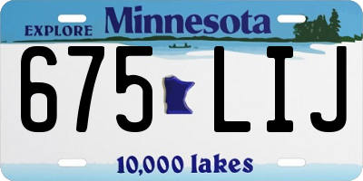 MN license plate 675LIJ