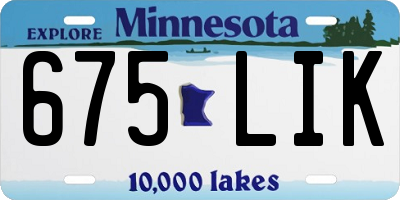 MN license plate 675LIK