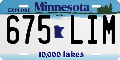 MN license plate 675LIM