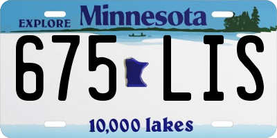 MN license plate 675LIS