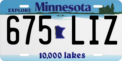 MN license plate 675LIZ
