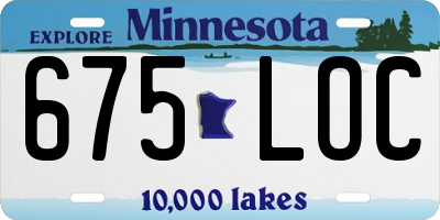 MN license plate 675LOC