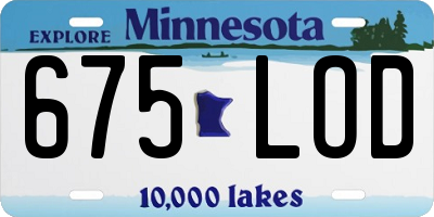 MN license plate 675LOD