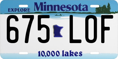 MN license plate 675LOF