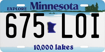 MN license plate 675LOI