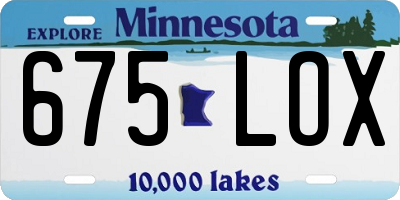 MN license plate 675LOX