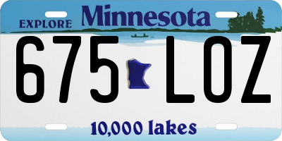 MN license plate 675LOZ