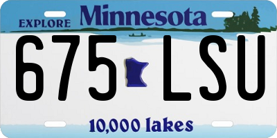 MN license plate 675LSU