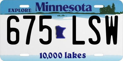 MN license plate 675LSW