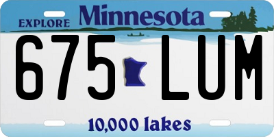 MN license plate 675LUM