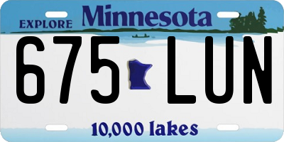 MN license plate 675LUN