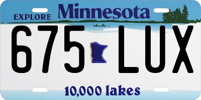 MN license plate 675LUX