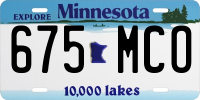 MN license plate 675MCO