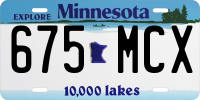 MN license plate 675MCX