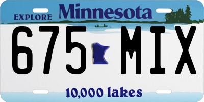 MN license plate 675MIX